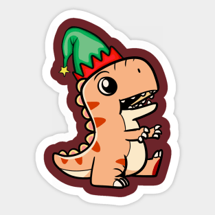 Christmas Dinosaur Elf Sticker